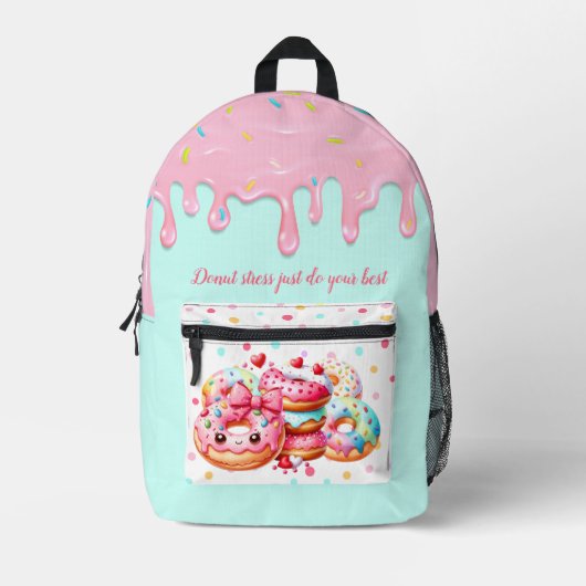 Schattigee donut druppelen ijsje lief meisje roze  bedrukte rugzak (Voorkant)