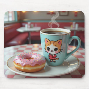 Schattigee donut en koffie bij Retro Diner Muismat