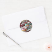 Schattigee donut en koffie bij Retro Diner Ronde Sticker (Envelop)