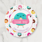 Schattigee Donut Flamingo Pool Party Dank u Verjaa Bedankjes Labels (Voorkant)