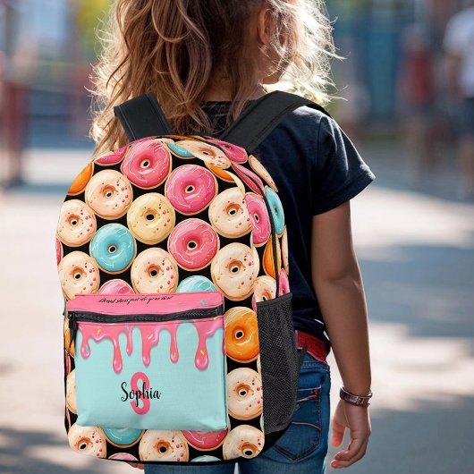 Schattigee Donut Fun Sweet Black Pink Monogram Bedrukte Rugzak
