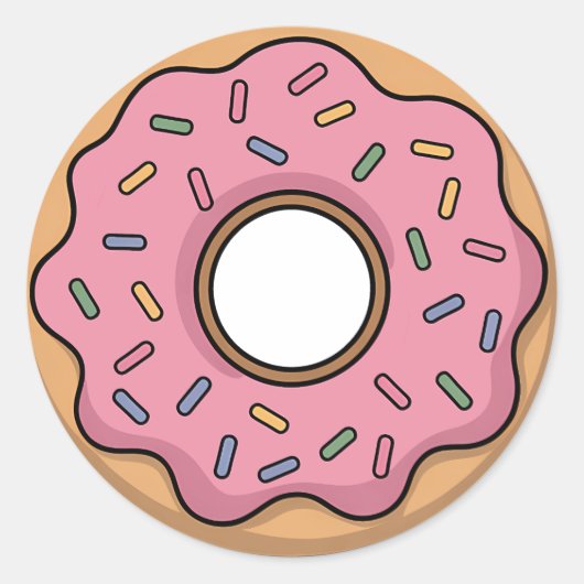 Schattigee donut | Kinder Rugtas Ronde Sticker (Voorkant)