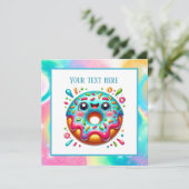 Schattigee donut liefhebbers feest kaart (Staand voorkant)