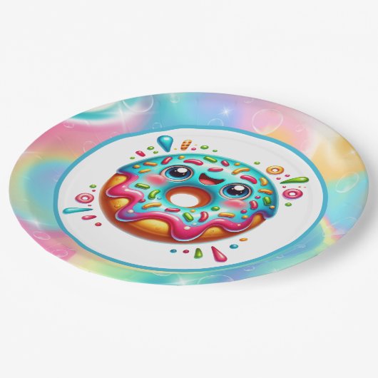 Schattigee donut liefhebbers feest papieren bordje (Gekanteld)