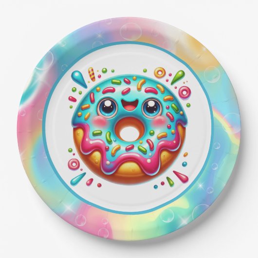 Schattigee donut liefhebbers feest papieren bordje (Voorkant)
