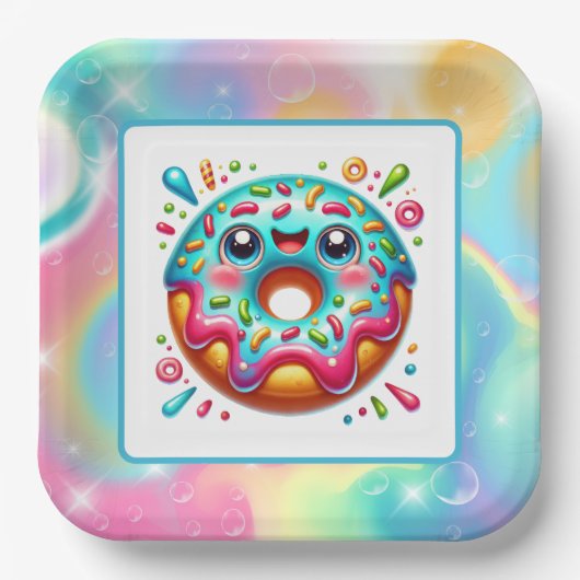 Schattigee donut liefhebbers feest papieren bordje (Voorkant)