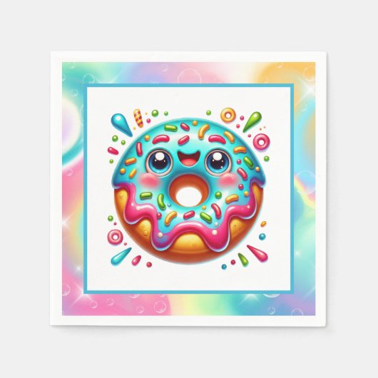 Schattigee donut liefhebbers feest servet (Voorkant)