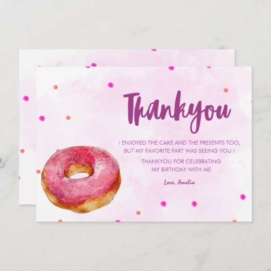 Schattigee Donut lieve een meisje 1e verjaardag Bedankkaart (Voorkant / Achterkant)