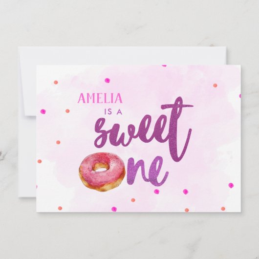 Schattigee Donut lieve een meisje 1e verjaardag Bedankkaart (Achterkant)