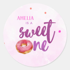 Schattigee Donut lieve een meisje 1e verjaardag Ronde Sticker