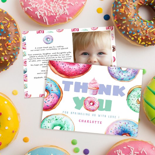 Schattigee Donut Meisje Custom Bericht Kinderen Ve Bedankkaart