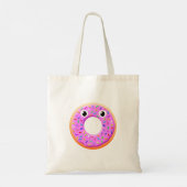 Schattigee donut met oogjes en sprenkeltekeningen tote bag (Achterkant)