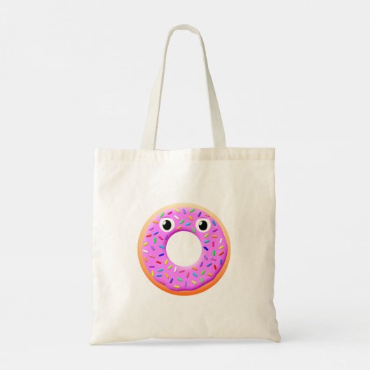 Schattigee donut met oogjes en sprenkeltekeningen tote bag (Achterkant)