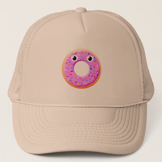 Schattigee donut met oogjes en sprenkeltekeningen trucker pet (Voorkant)