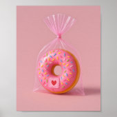 Schattigee Donut muurkunst, roze esthetische keuke Poster (Voorkant)