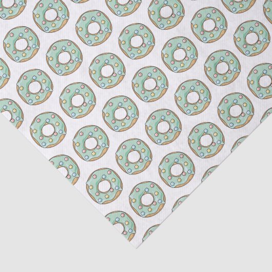 Schattigee donut ringen Blauwgroen Frosting Patter Tissuepapier (Detail)