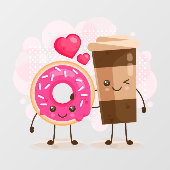 Schattigee Donut Shop True Love Donuts met koffie Raamsticker (Vel)
