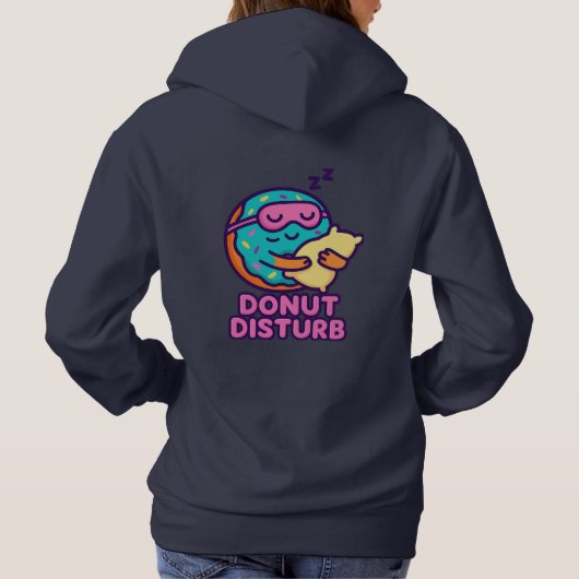 Schattigee Donut Sleep Hoodie - Grappig Eten Liefh (Achterkant)