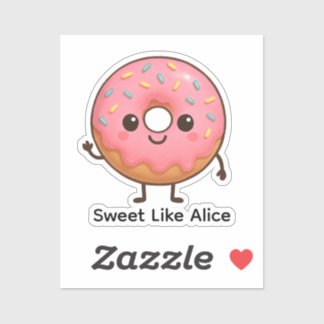 Schattigee Donut Sticker – gepersonaliseerde naam