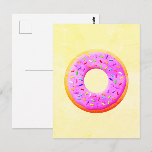 Schattigee donut tekening met sprinkles briefkaart (Voorkant / Achterkant)