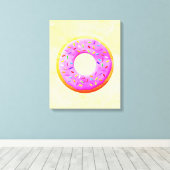 Schattigee donut tekening met sprinkles canvas afdruk (Insitu (Houten vloer))
