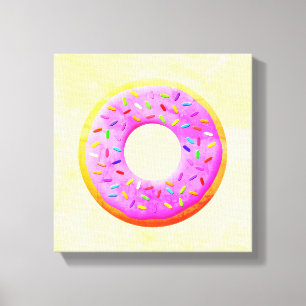 Schattigee donut tekening met sprinkles canvas afdruk