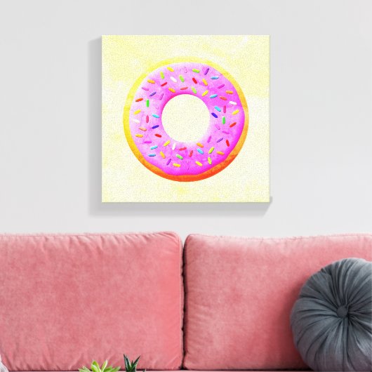 Schattigee donut tekening met sprinkles canvas afdruk (Insitu (Woonkamer))