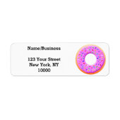 Schattigee donut tekening met sprinkles etiket (Voorkant)