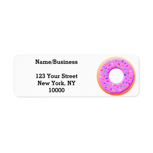 Schattigee donut tekening met sprinkles etiket (Voorkant)