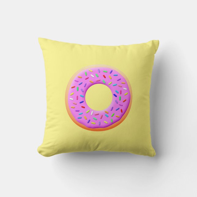 Schattigee donut tekening met sprinkles kussen (Voorkant)