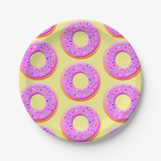 Schattigee donut tekening met sprinkles papieren bordje (Voorkant)