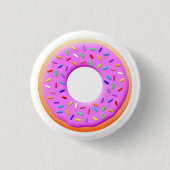 Schattigee donut tekening met sprinkles ronde button 3,2 cm (Voorkant)