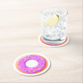Schattigee donut tekening met sprinkles ronde kartonnen onderzetter (Insitu)