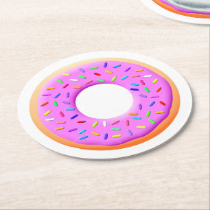 Schattigee donut tekening met sprinkles ronde kartonnen onderzetter
