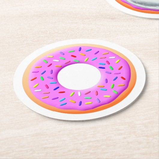 Schattigee donut tekening met sprinkles ronde kartonnen onderzetter (Gebogen)