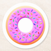 Schattigee donut tekening met sprinkles ronde kartonnen onderzetter (Voorkant)