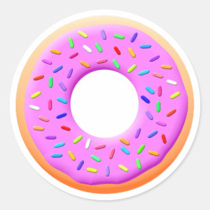 Schattigee donut tekening met sprinkles ronde sticker