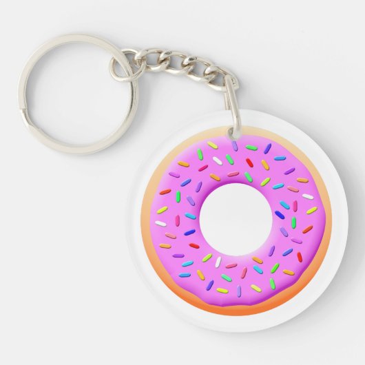 Schattigee donut tekening met sprinkles sleutelhanger (Voorkant)