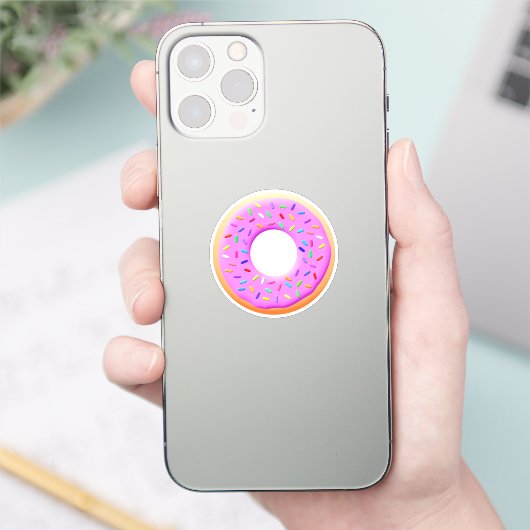 Schattigee donut tekening met sprinkles sticker (Telefoon)