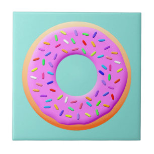 Schattigee donut tekening met sprinkles tegeltje
