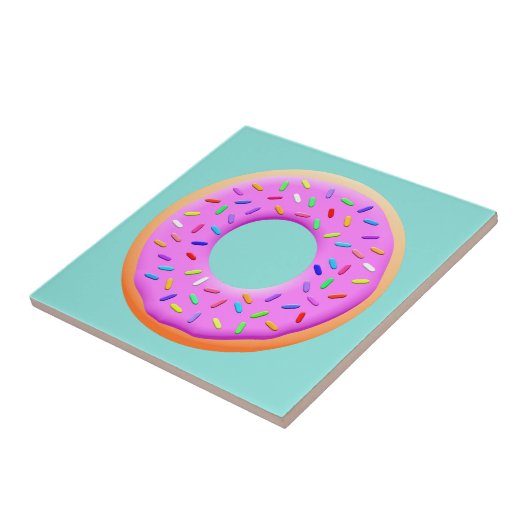 Schattigee donut tekening met sprinkles tegeltje (Zijkant)