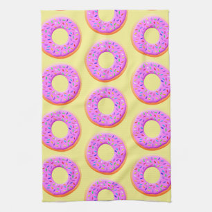 Schattigee donut tekening met sprinkles theedoek