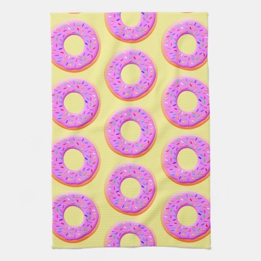 Schattigee donut tekening met sprinkles theedoek (Verticaal)