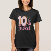 Schattigee donut themafeest 10th Bday 10 is zo lie T-shirt (Voorkant)