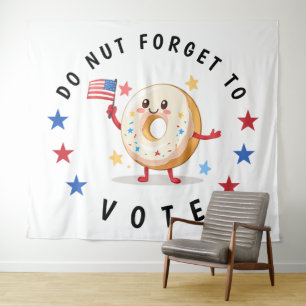 Schattigee donut vergeet niet te stemmen - Verkiez Wandkleed