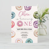 Schattigee Donuts 1e Verjaardag, Sweet Treats voor Kaart (Staand voorkant)