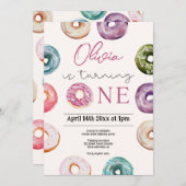 Schattigee Donuts 1e Verjaardag, Sweet Treats voor Kaart (Voorkant / Achterkant)