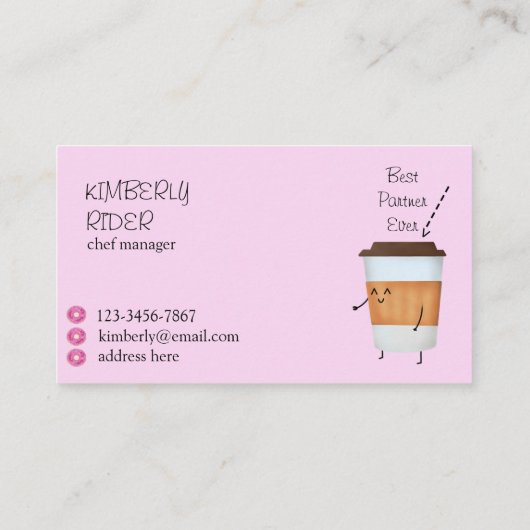 Schattigee donuts en koffie visitekaartje (Achterkant)