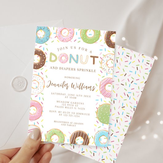 Schattigee Donuts en luiers Baby Sprinkle Shower Kaart