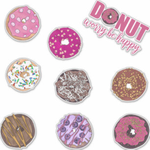 Schattigee Donuts Waterverf Illustraties Sticker